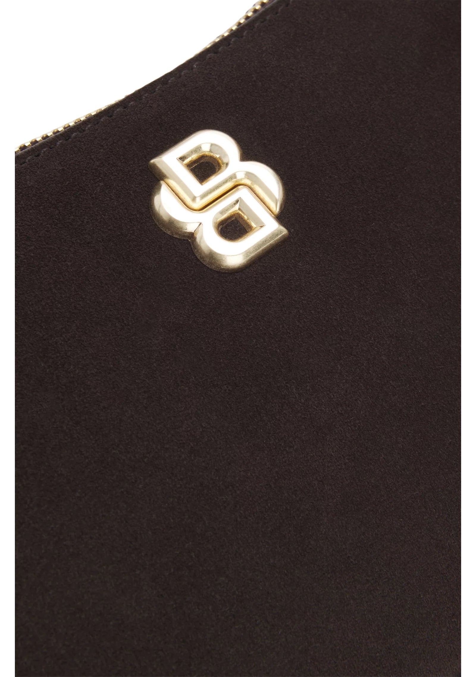 Suede shoulder bag with metallic Double B monogram