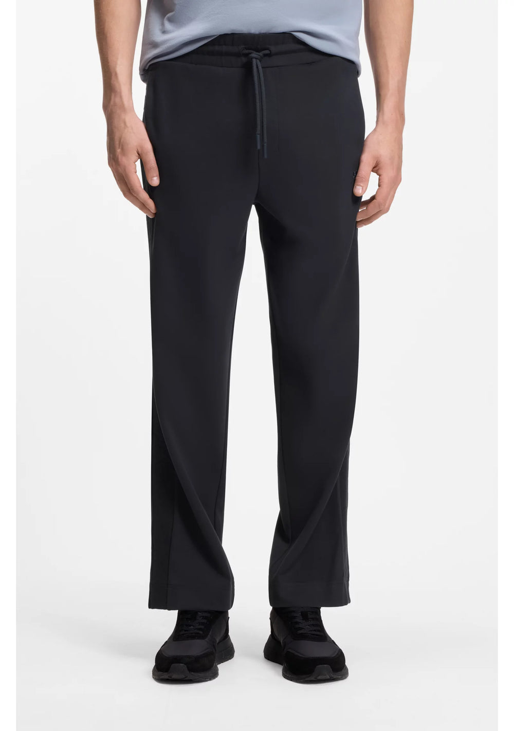 Regular-fit jersey trousers with jacquard tape
