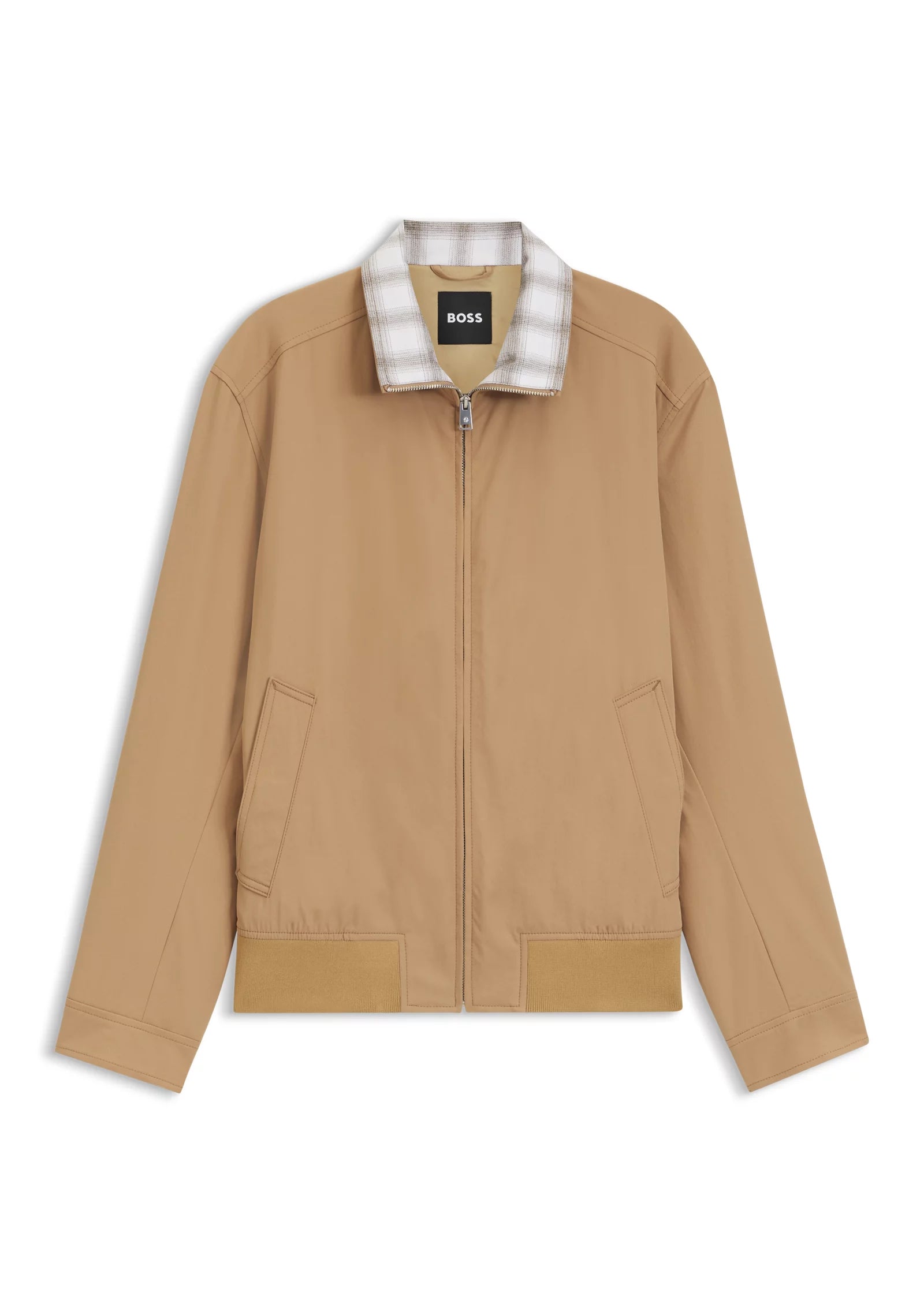 Water-repellent jacket with checked collar