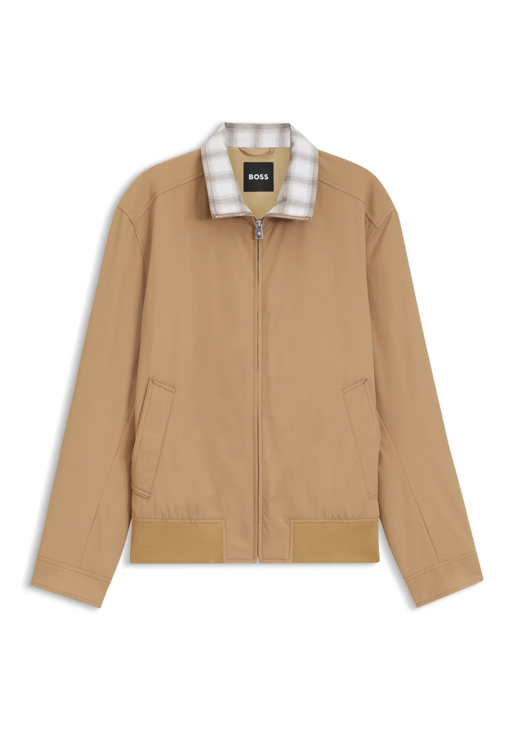 Water-repellent jacket with checked collar