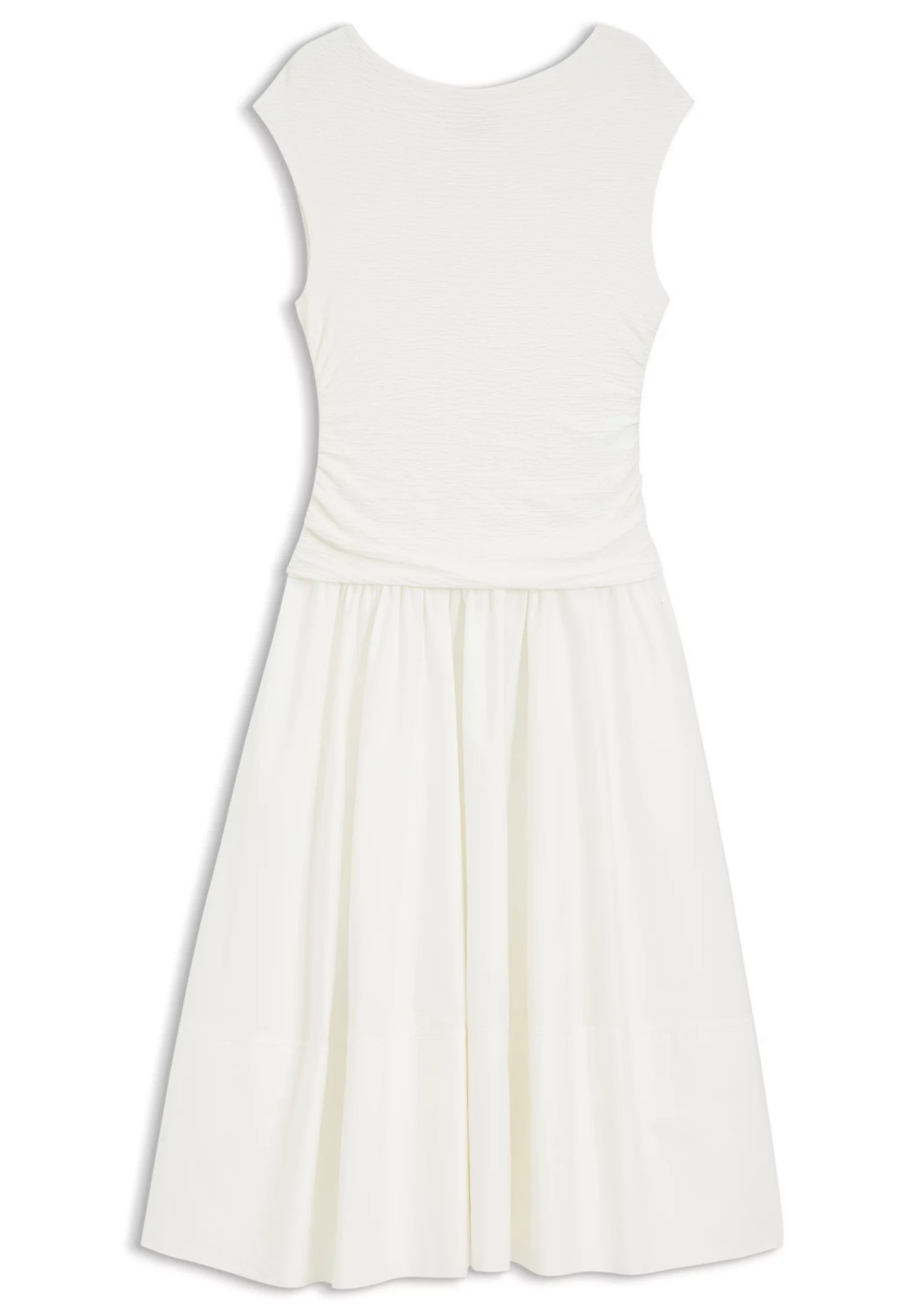 Structured-jersey dress with poplin skirt