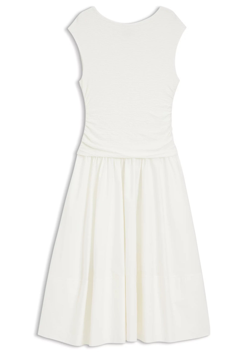 Structured-jersey dress with poplin skirt