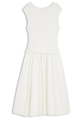 Structured-jersey dress with poplin skirt