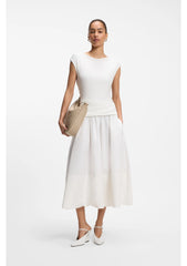Structured-jersey dress with poplin skirt