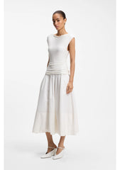 Structured-jersey dress with poplin skirt