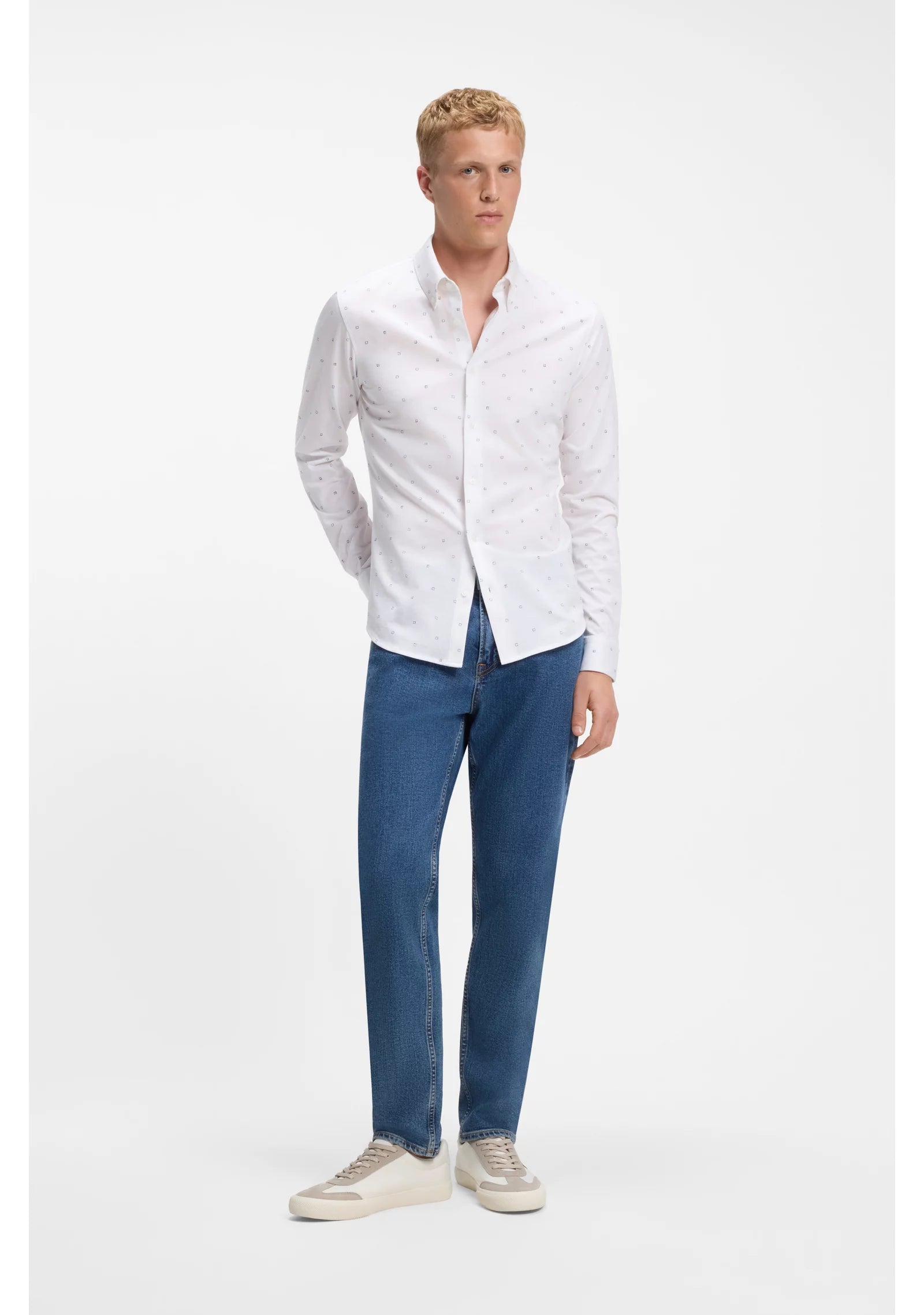 Relaxed-fit shirt in printed cotton jersey