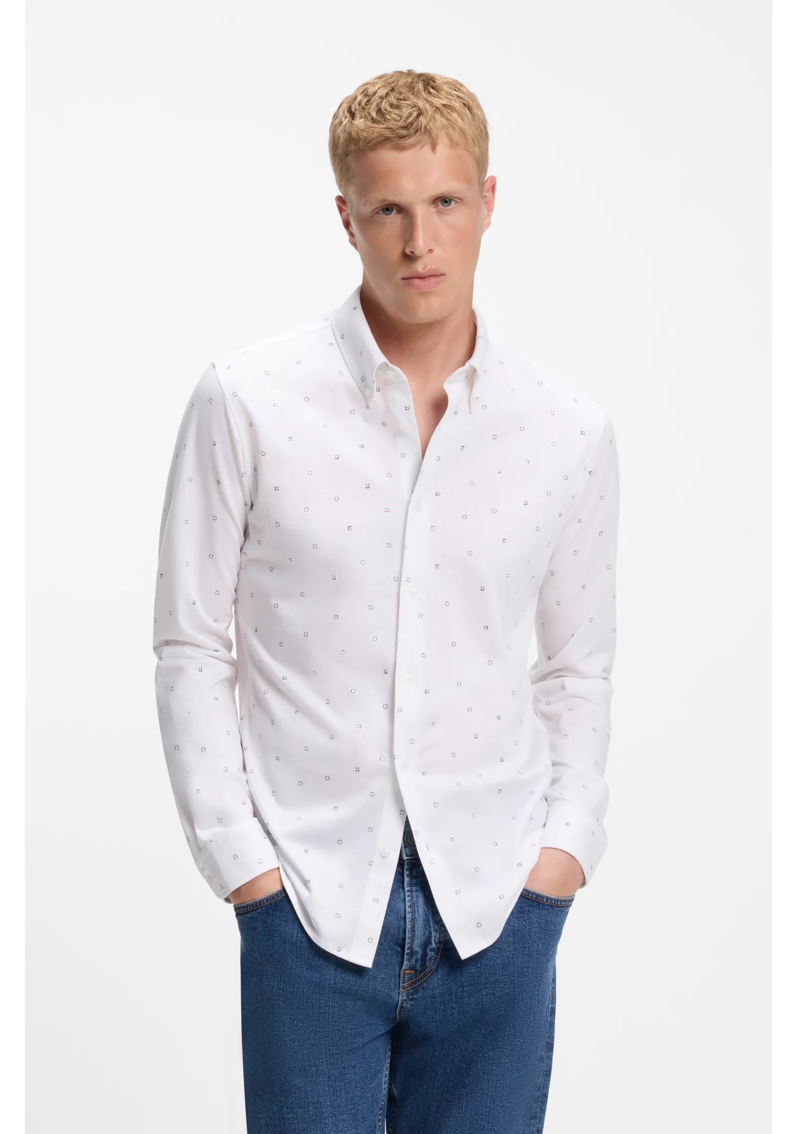Relaxed-fit shirt in printed cotton jersey