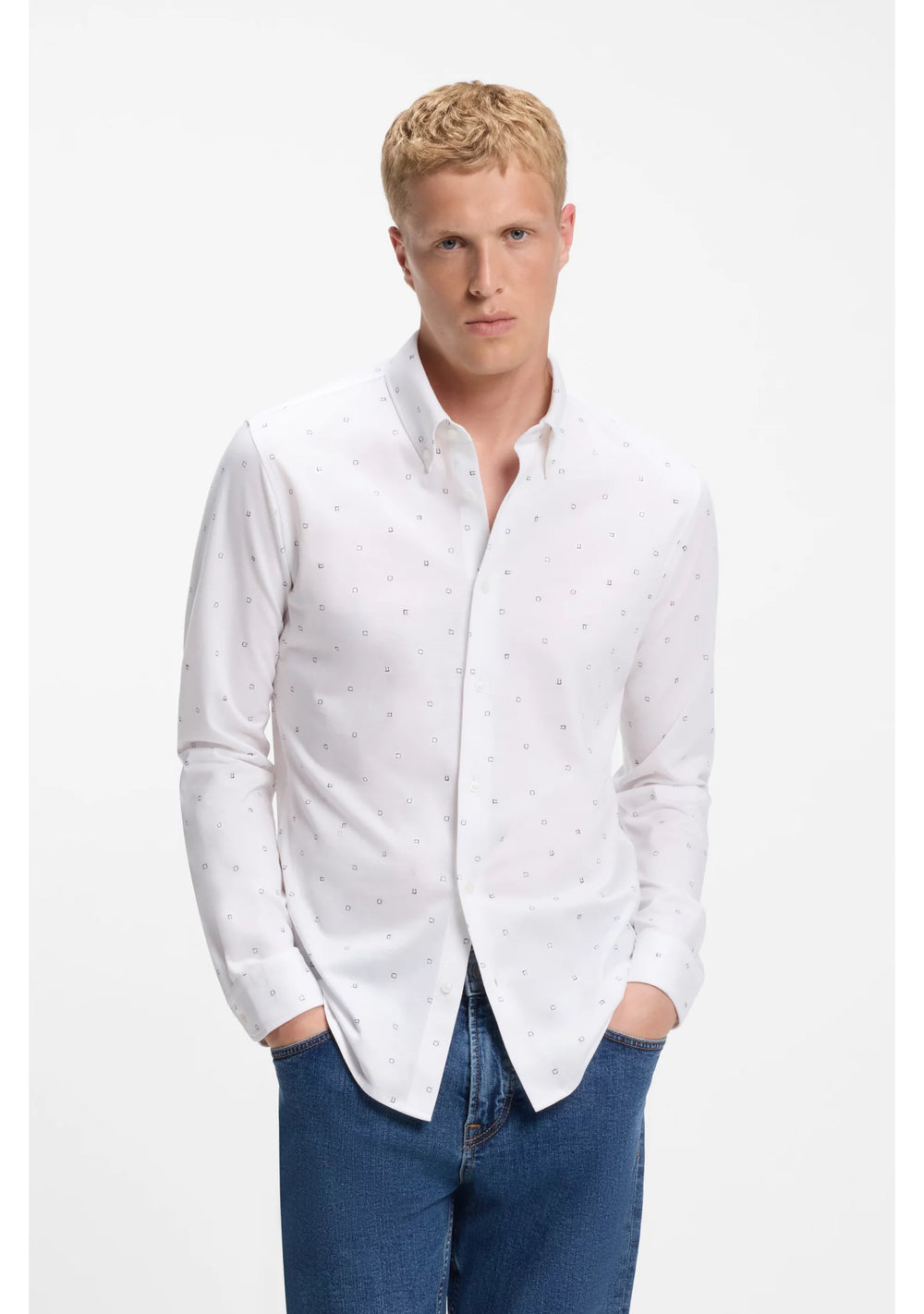 Relaxed-fit shirt in printed cotton jersey
