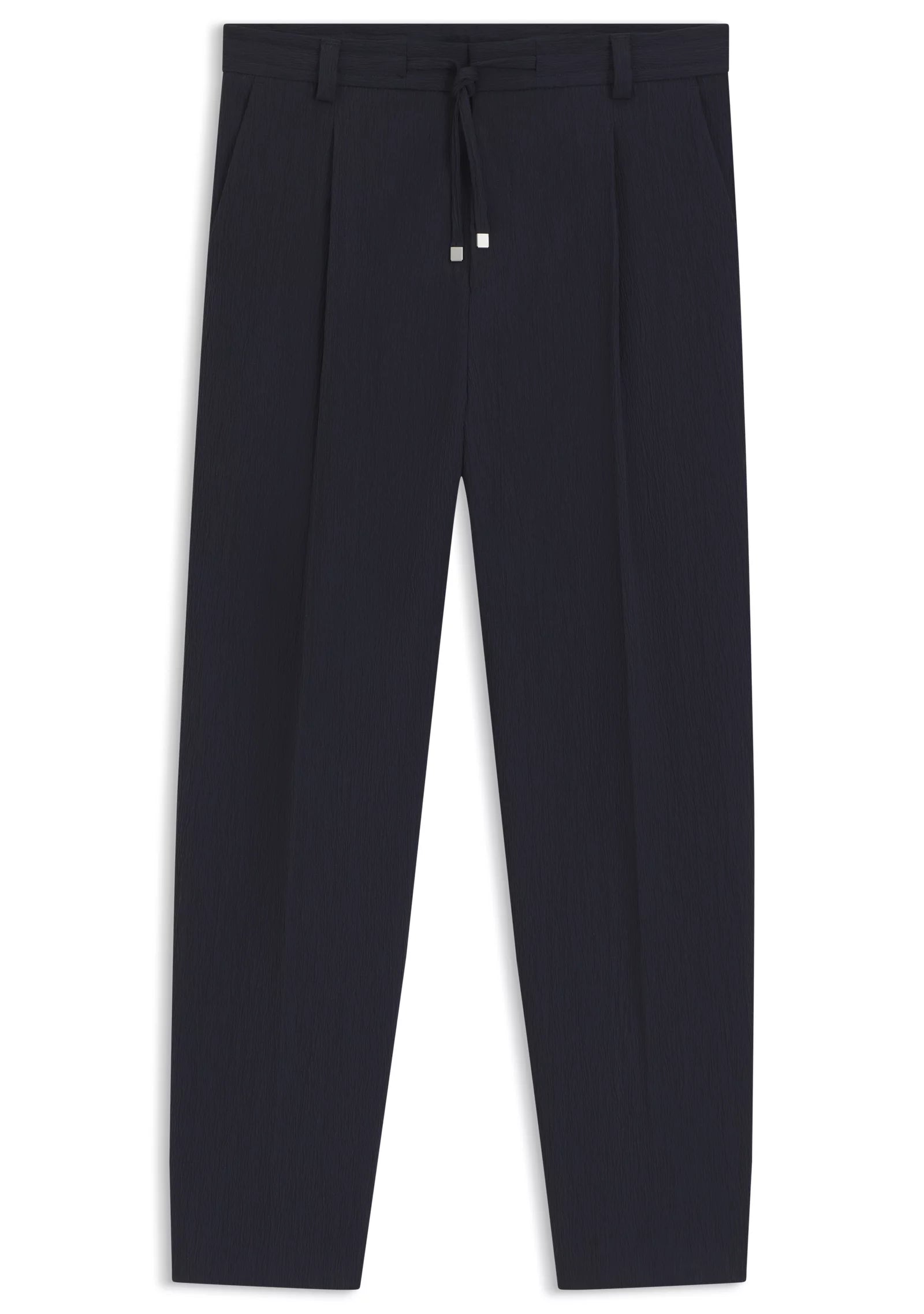 Modern-fit trousers in performance-stretch seersucker
