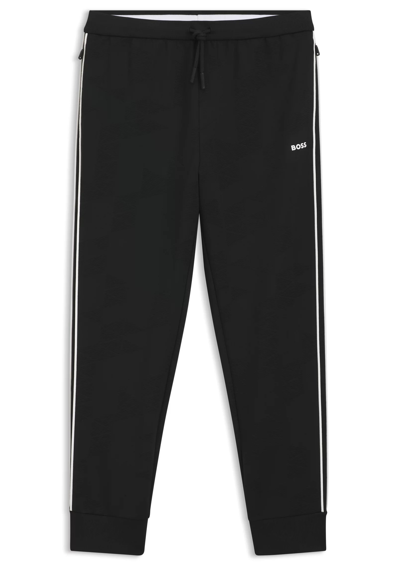 Triangle-jacquard tracksuit bottoms with rubberised logo