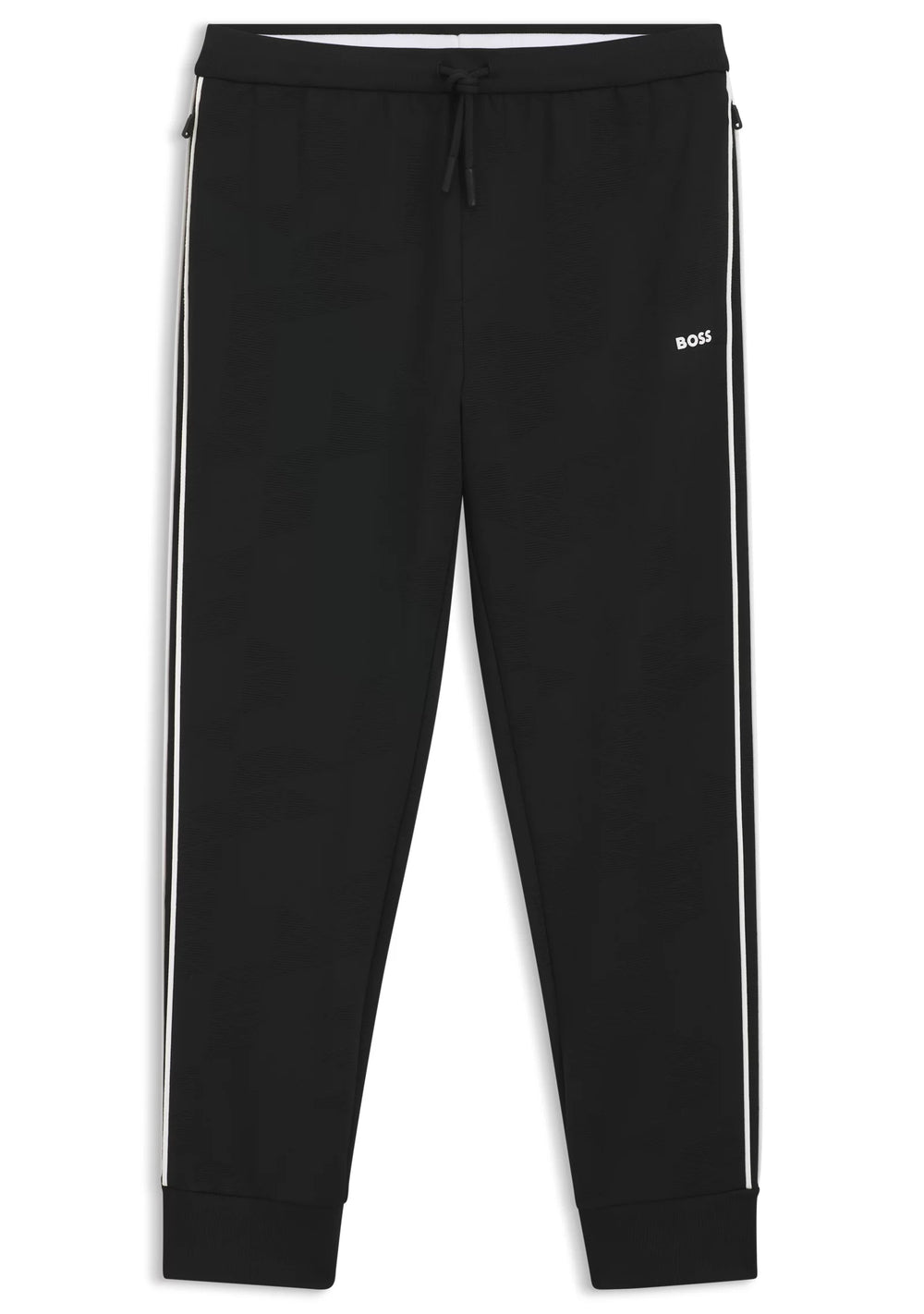 Triangle-jacquard tracksuit bottoms with rubberised logo