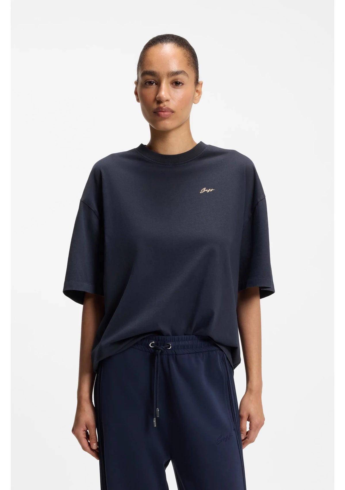 Cotton-jersey T-shirt with slogan artwork