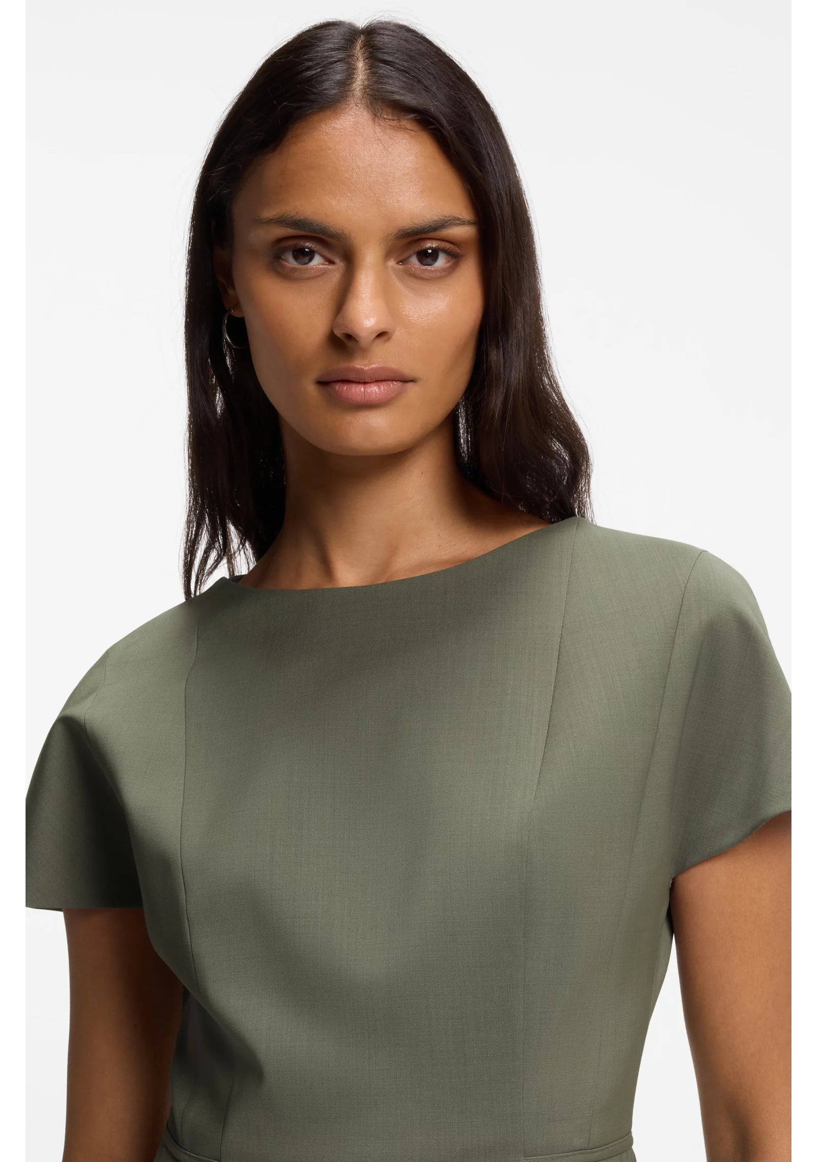 Slim-fit dress in Italian stretch wool