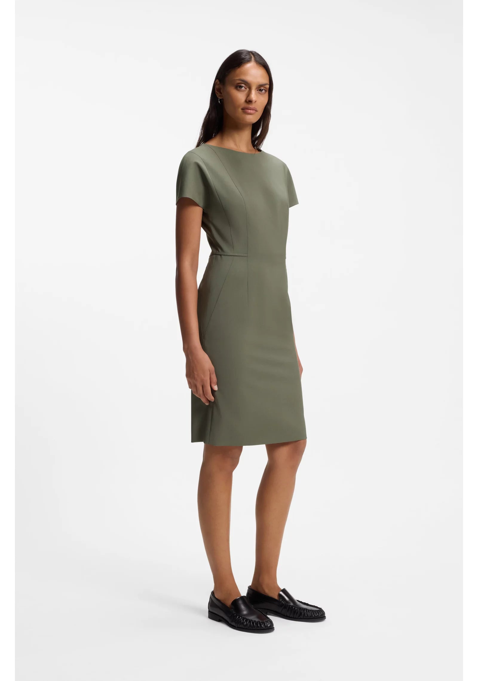Slim-fit dress in Italian stretch wool