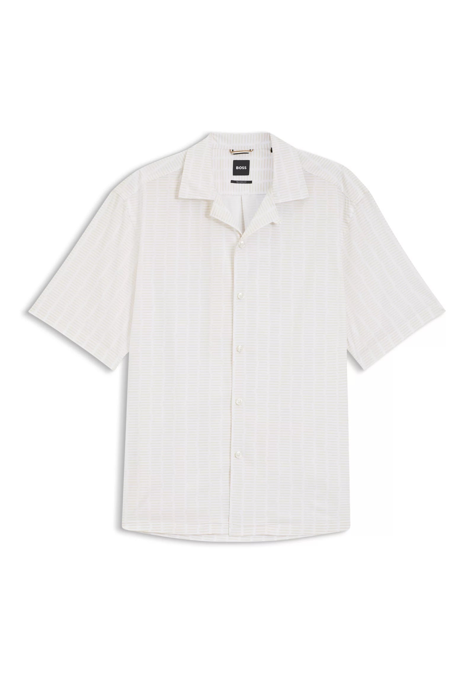 Relaxed-fit camp-collar shirt in stretch cotton poplin
