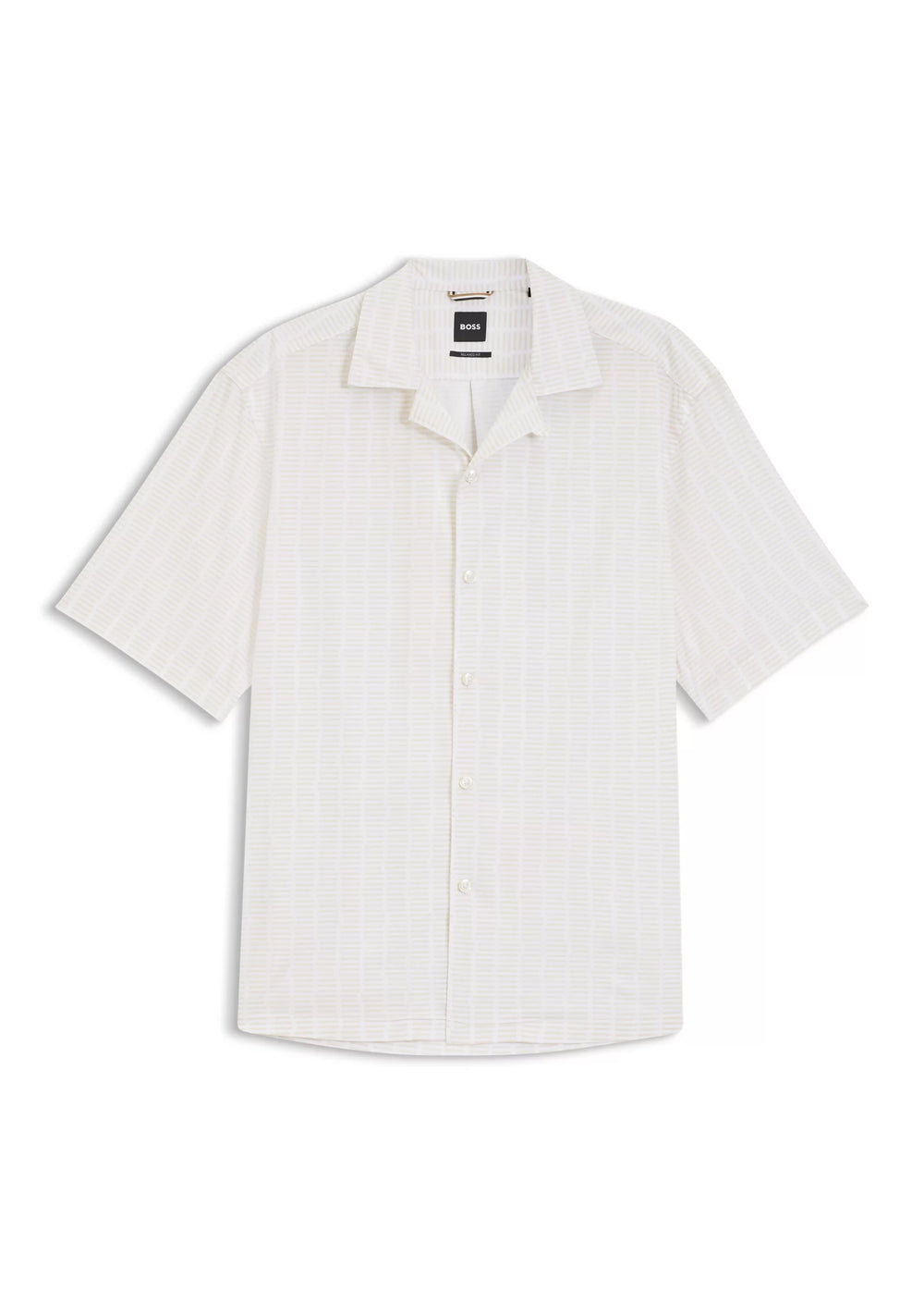 Relaxed-fit camp-collar shirt in stretch cotton poplin