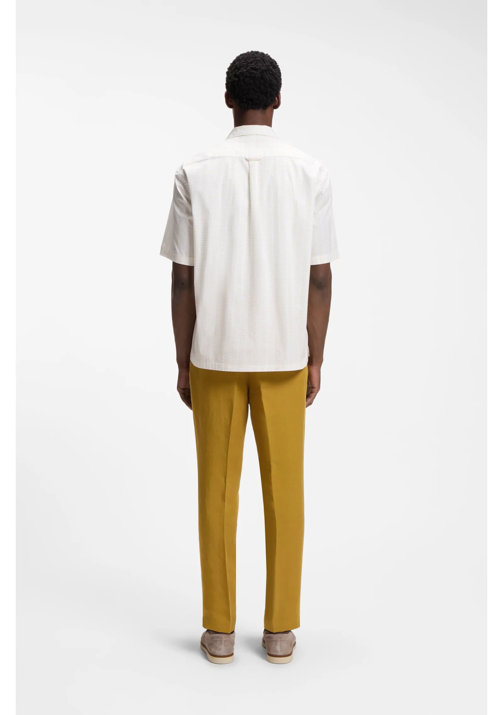 Relaxed-fit camp-collar shirt in stretch cotton poplin