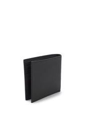 Structured folding wallet with metal logo lettering