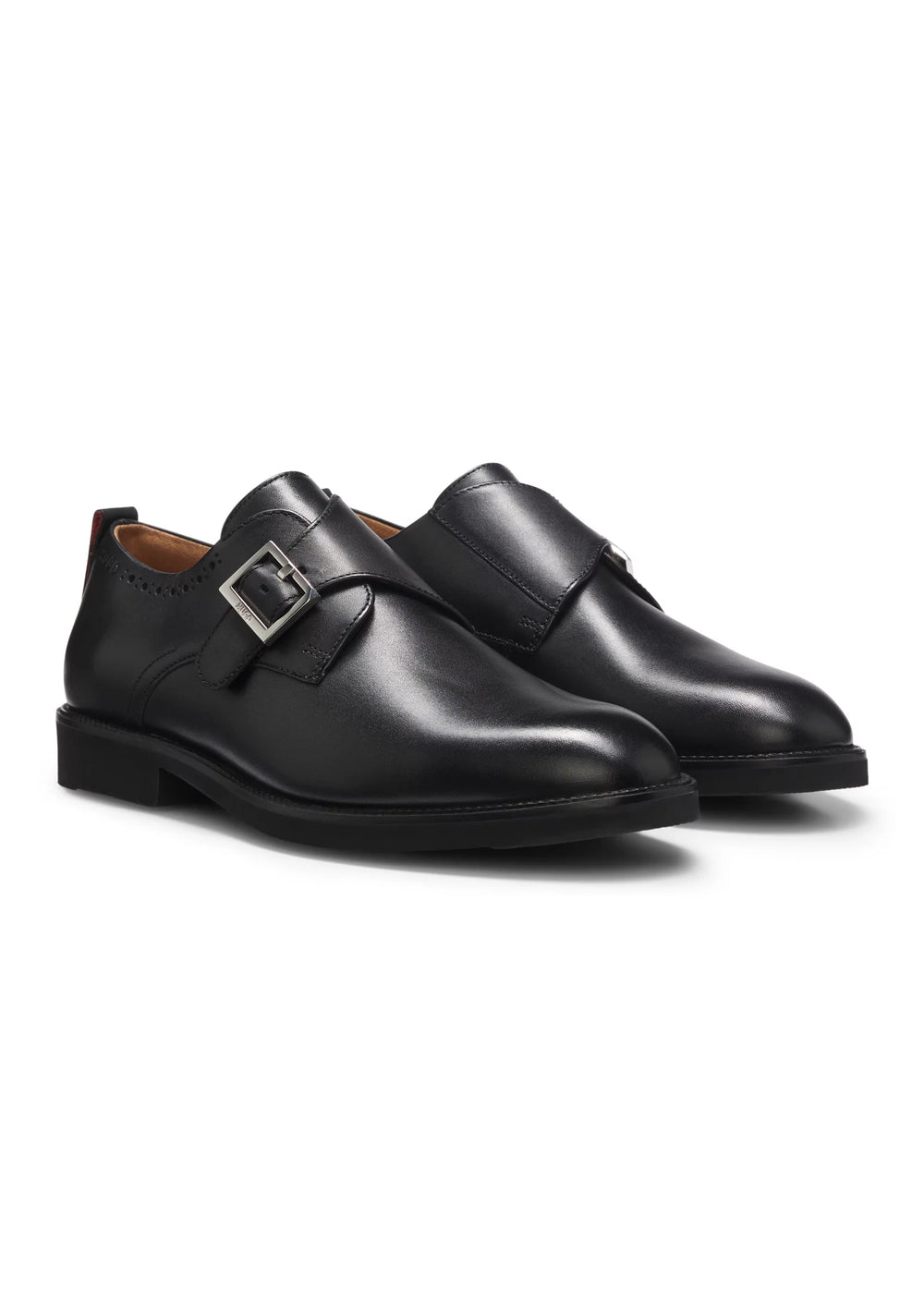 Leather monk shoes with brogue details