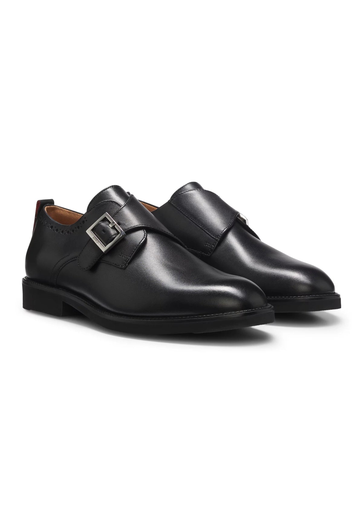 Leather monk shoes with brogue details