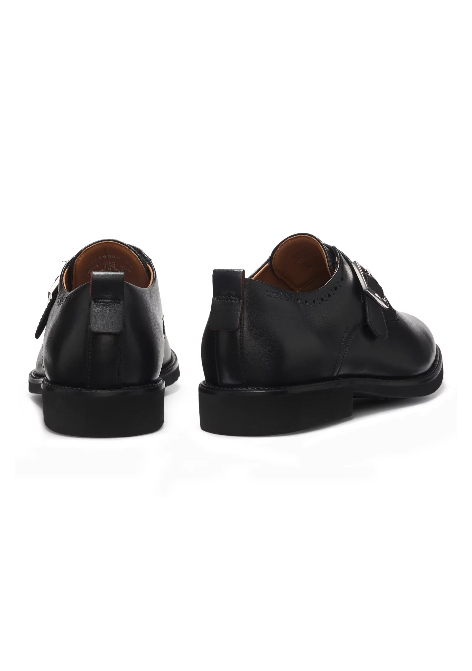 Leather monk shoes with brogue details