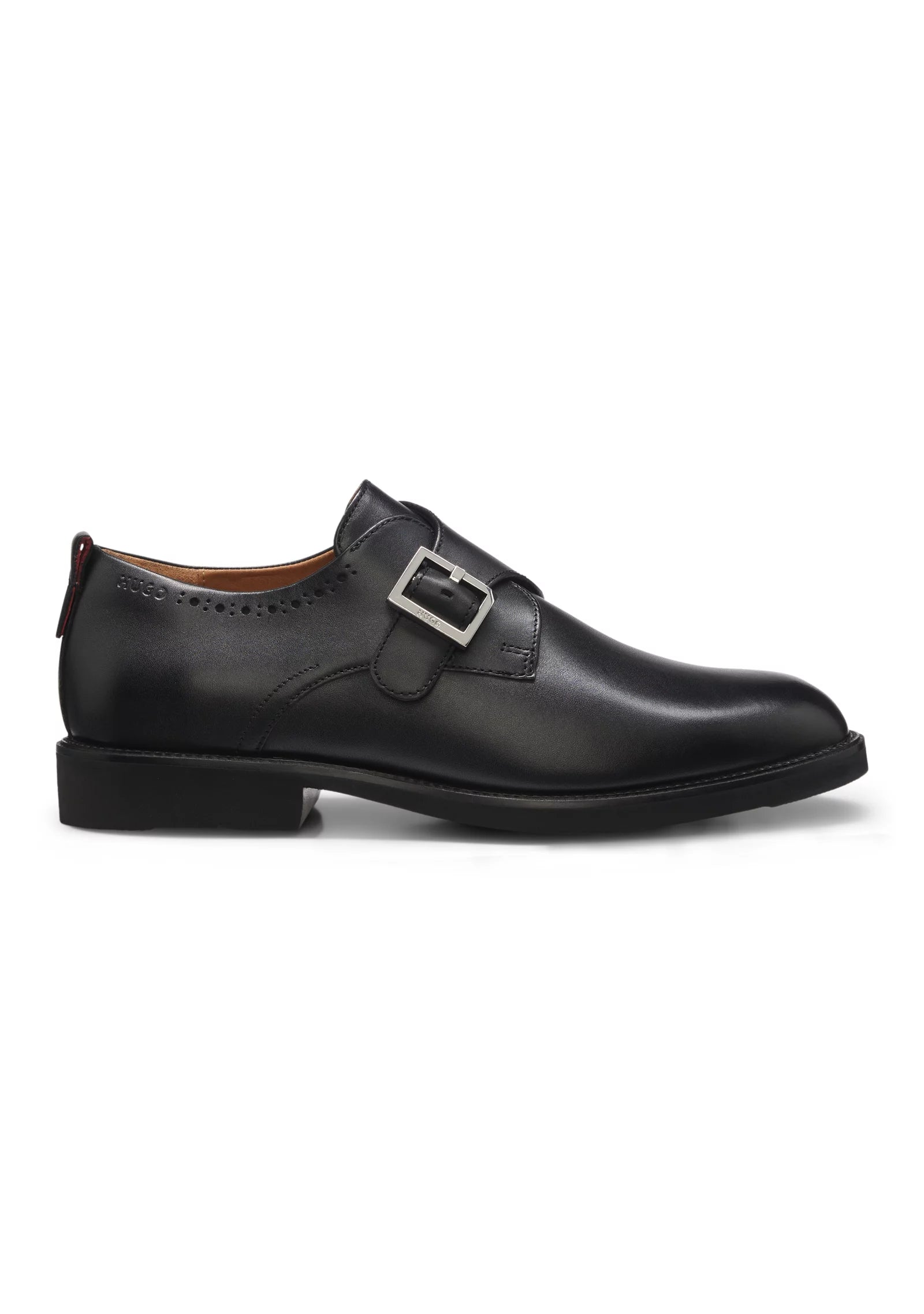 Leather monk shoes with brogue details