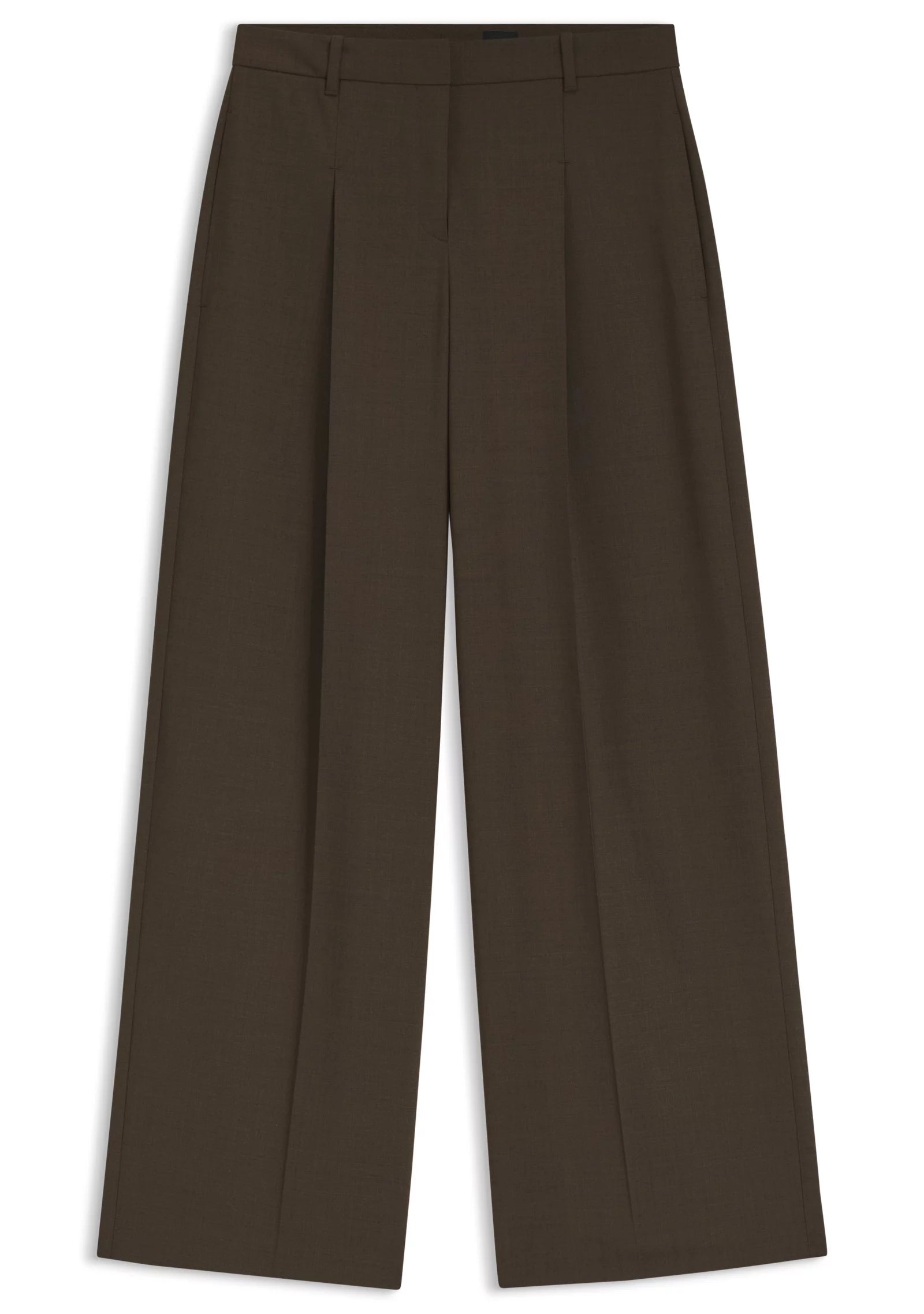 Wide-leg trousers in stretch fabric with front pleats