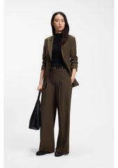 Wide-leg trousers in stretch fabric with front pleats