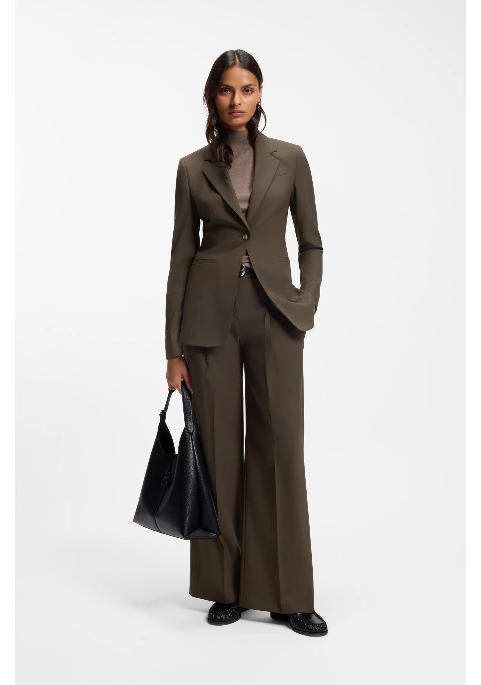 Single-breasted blazer in melange virgin wool