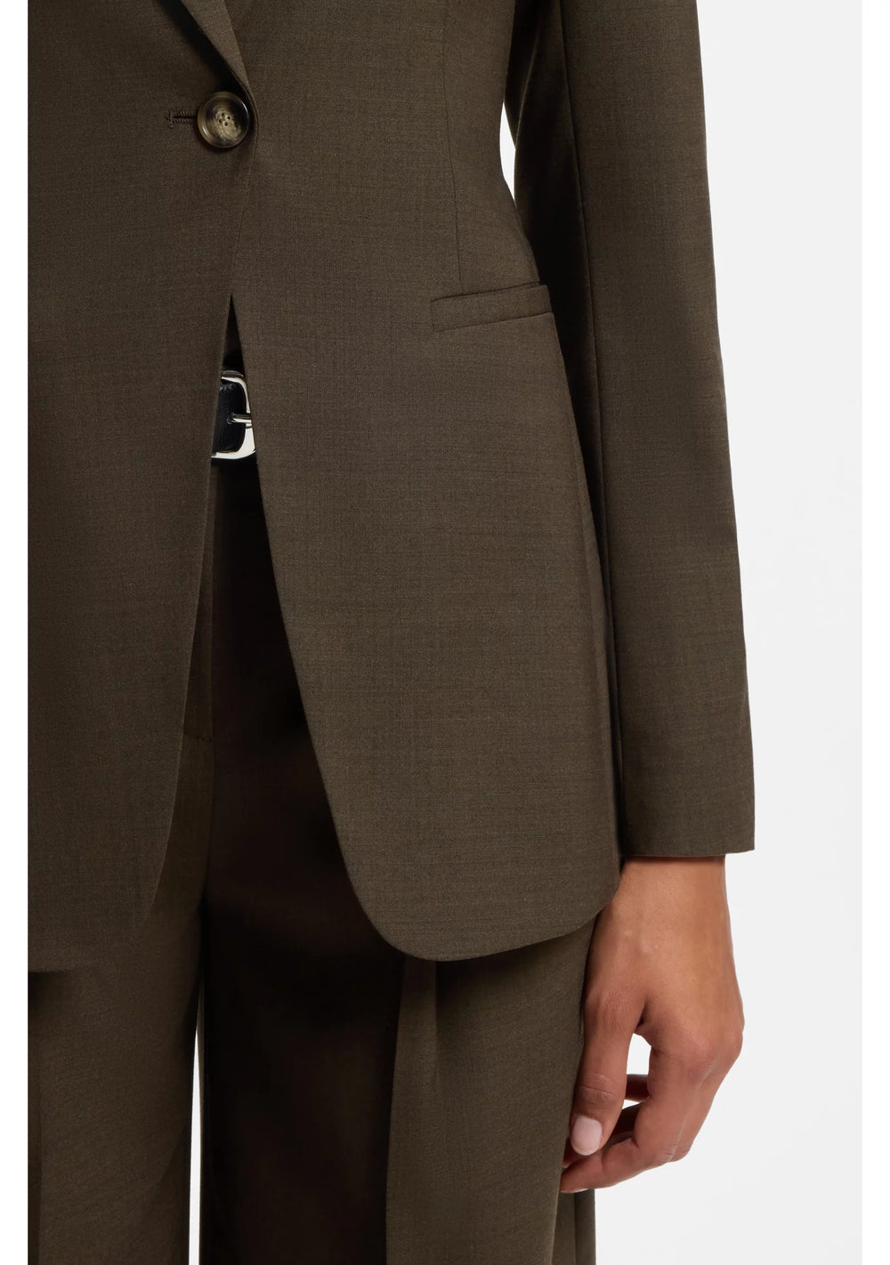 Single-breasted blazer in melange virgin wool