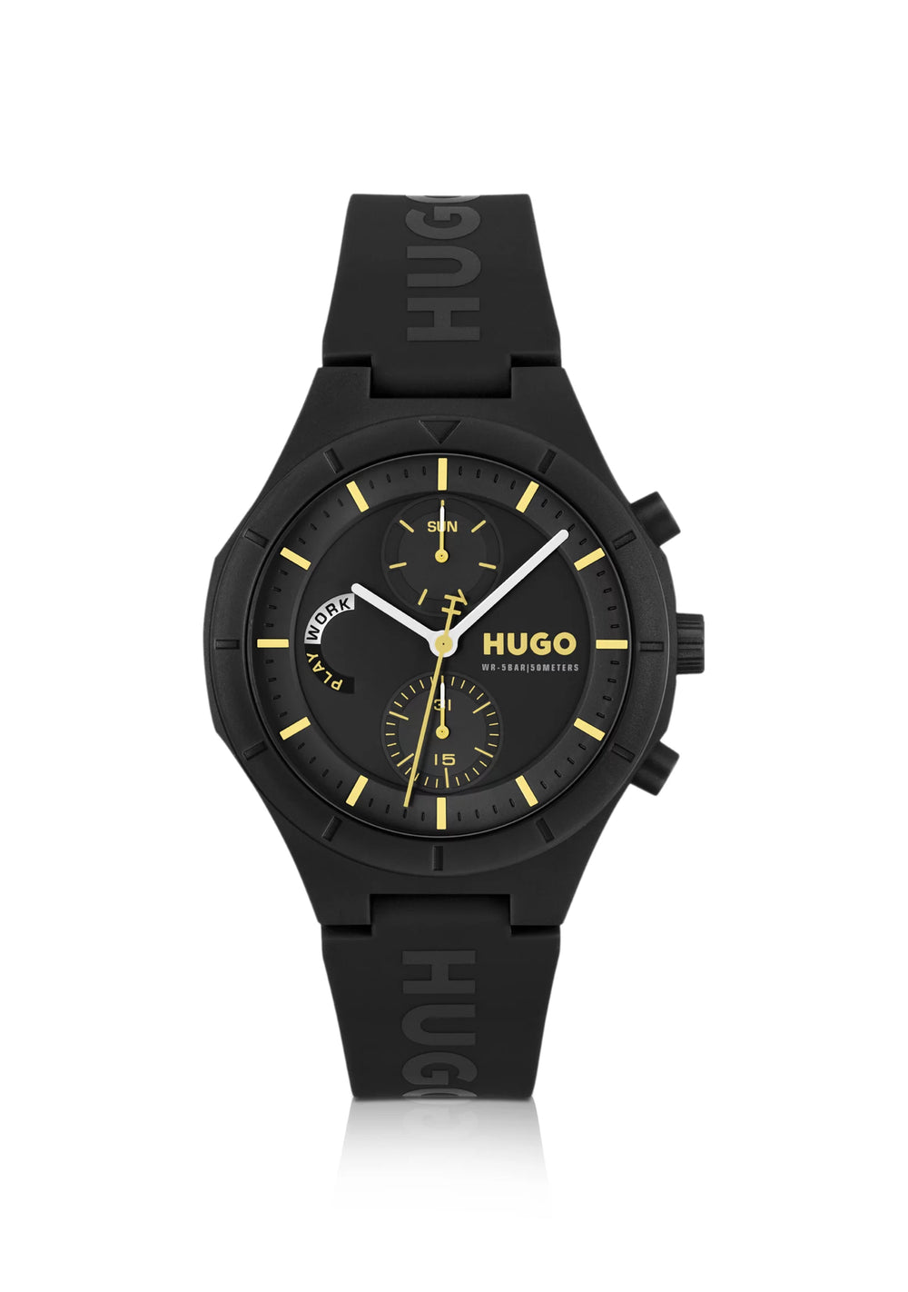 Black watch with silicone logo strap