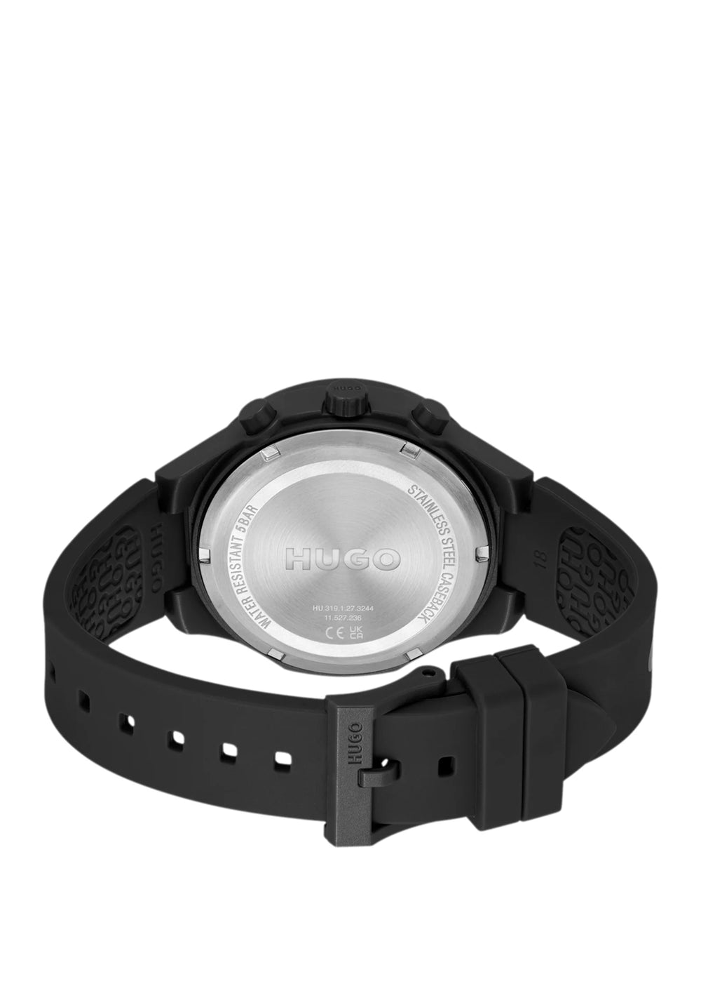 Black watch with silicone logo strap