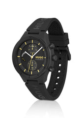 Black watch with silicone logo strap