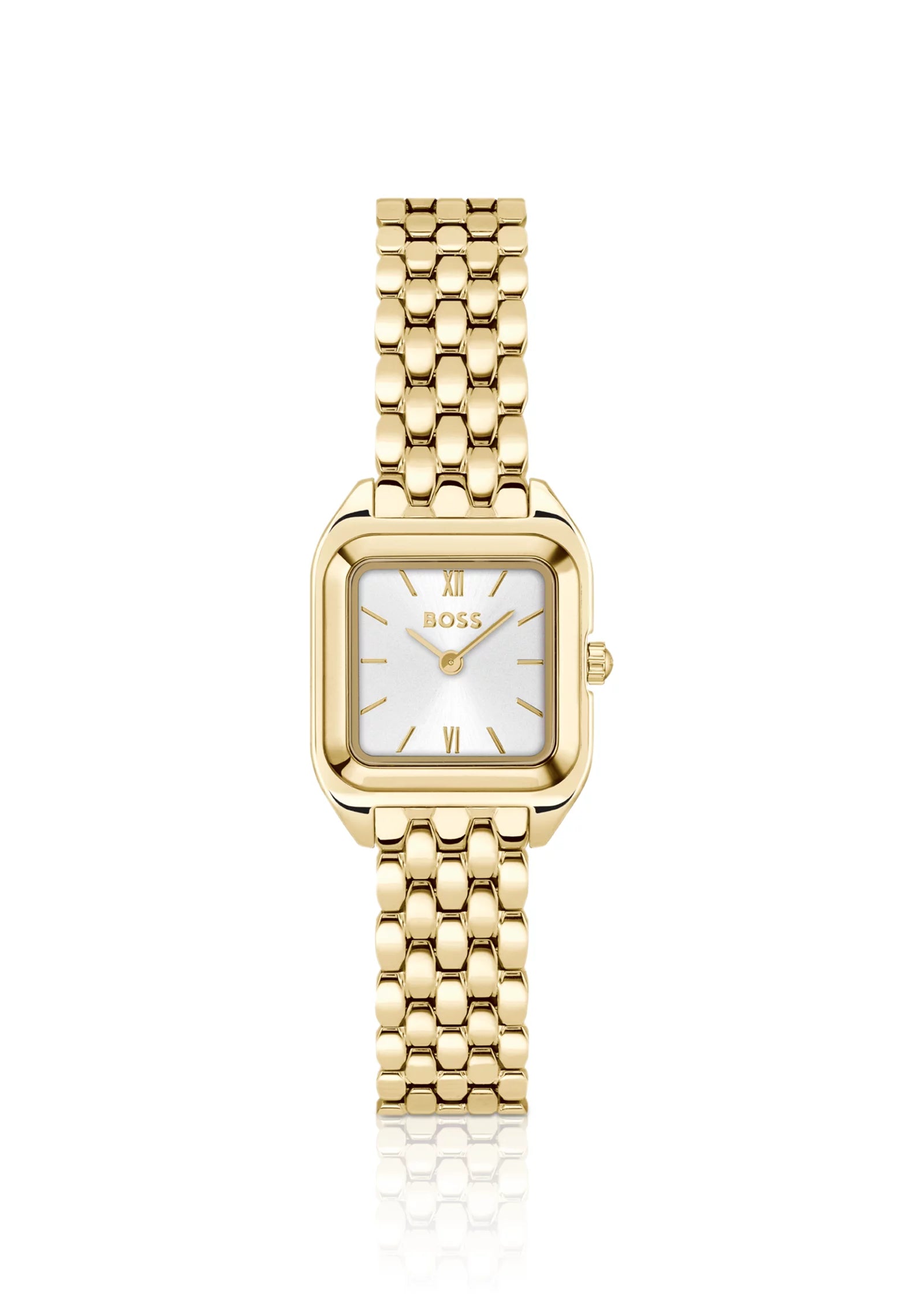 MAE PETITE Gold-effect link-bracelet watch with silver-white dial
