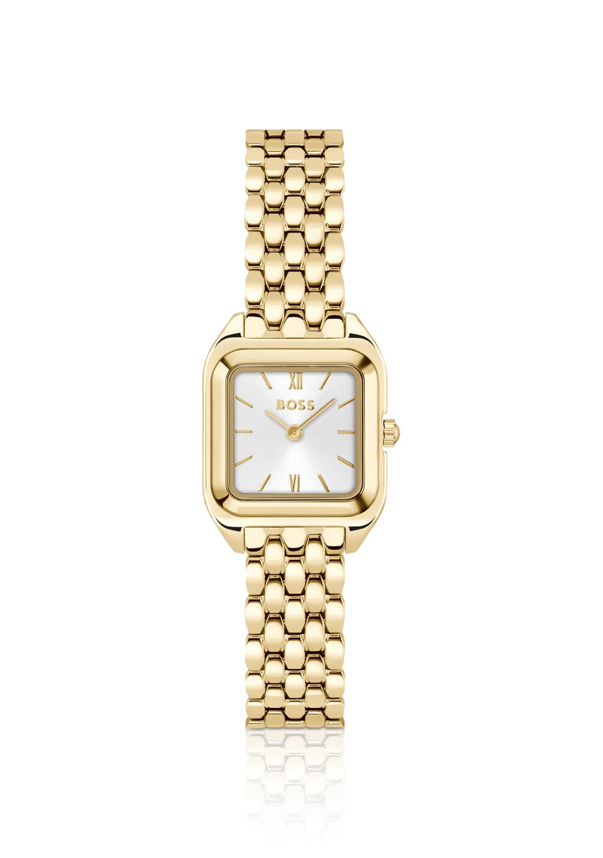 MAE PETITE Gold-effect link-bracelet watch with silver-white dial