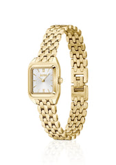MAE PETITE Gold-effect link-bracelet watch with silver-white dial