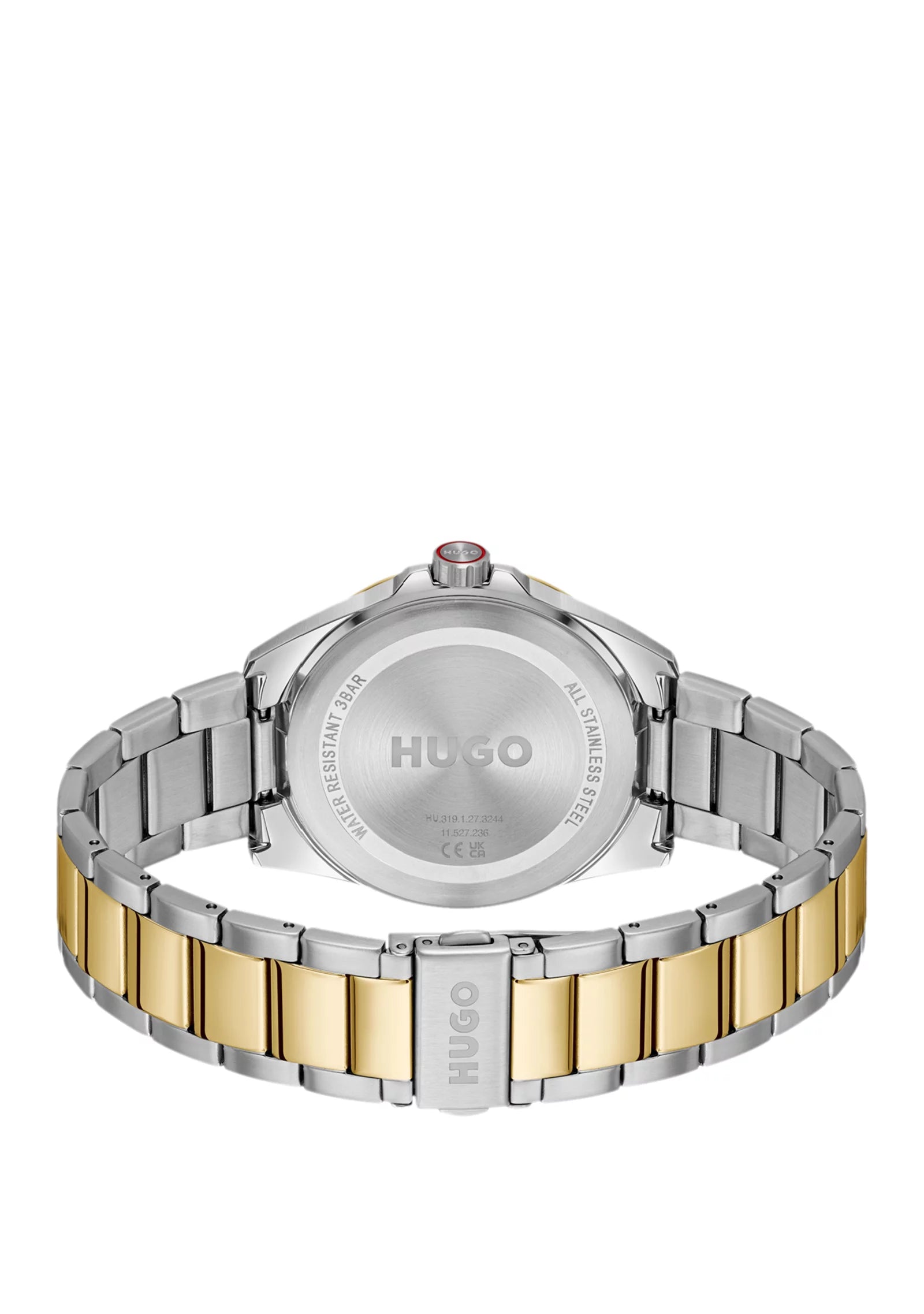 Seam two-tone watch with black textured dial