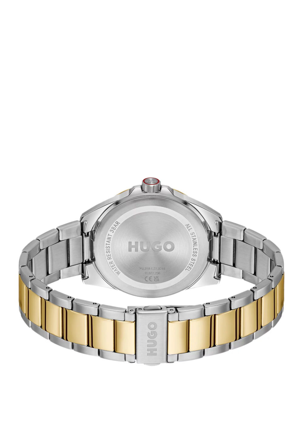 Seam two-tone watch with black textured dial